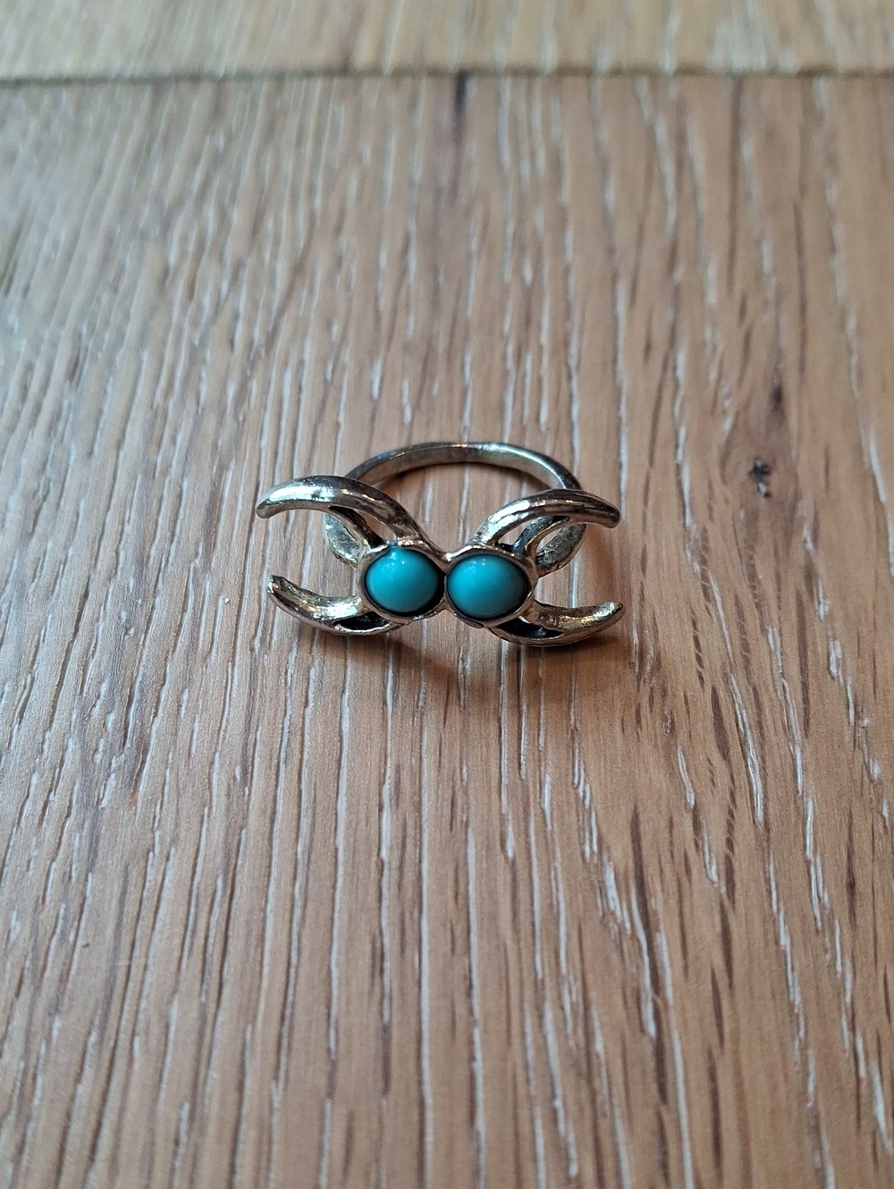 Silver-Tone Ring with Turquoise Stones